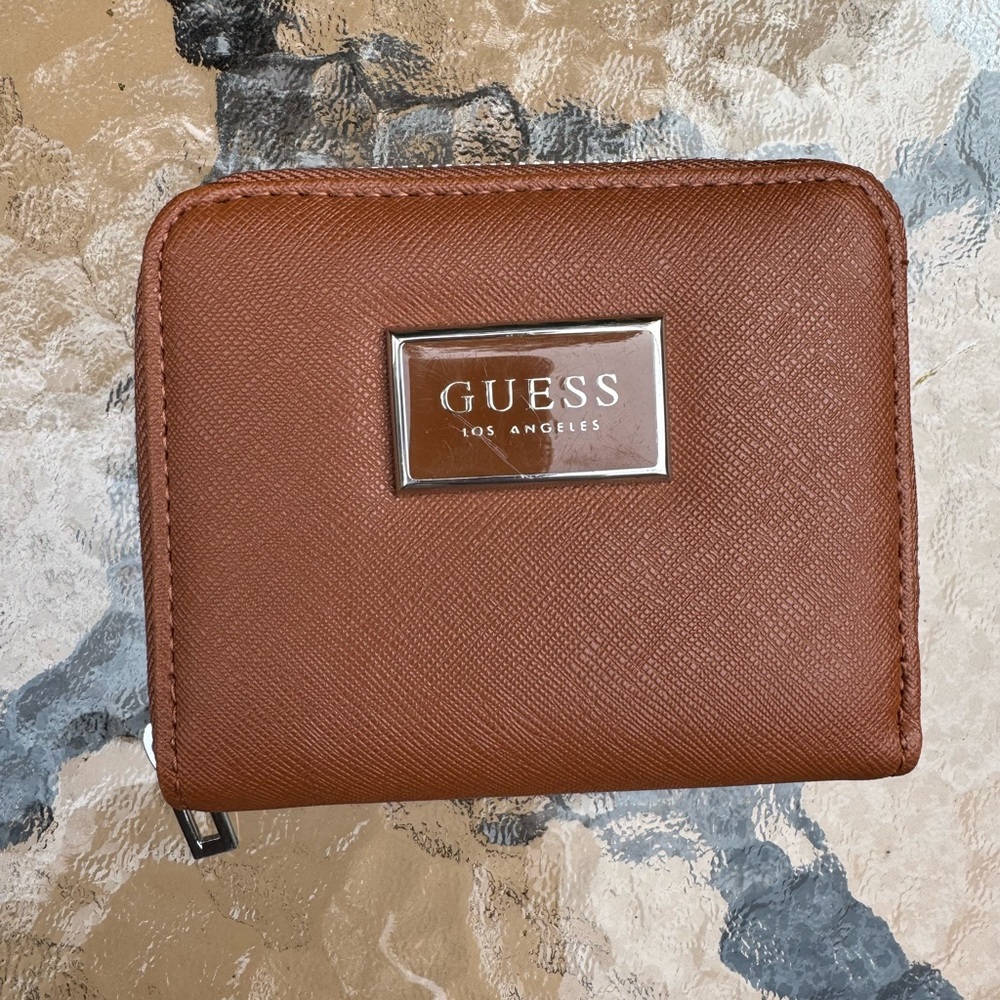 Guess Los Angeles Tan Wallet with Metallic Logo